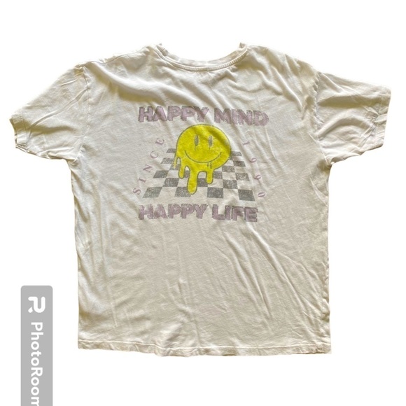 Garage Off White Graphic Tee Happy Mind Happy Life XS/S - Picture 1 of 10